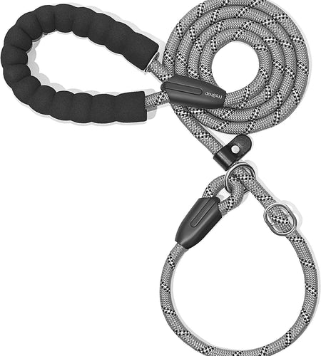 6 FT Durable Slip Lead Dog Leash with Padded Handle and Highly Reflective Threads, Dog Training Leash, (Medium/Large, 35~120 Lbs., Grey)