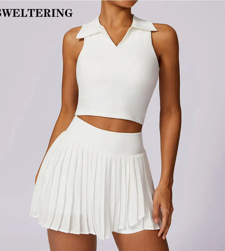 2PCS Women Tracksuit Yoga Set Gym Set Bra Sports Short Skirt Workout Sportswear Running Clothing Gym Wear Athletic Sport Suit