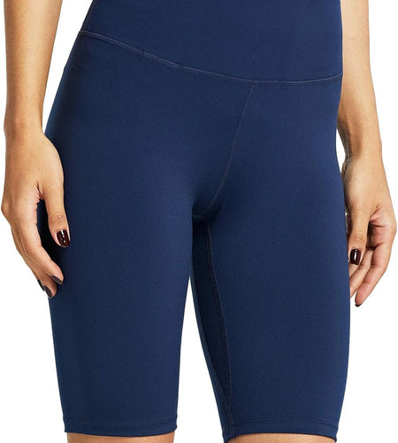 10"/ 5" Biker Shorts Women High Waisted with 2 Hidden Pockets Workout Athletic Running Yoga Long Shorts