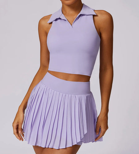 2PCS Women Tracksuit Yoga Set Gym Set Bra Sports Short Skirt Workout Sportswear Running Clothing Gym Wear Athletic Sport Suit